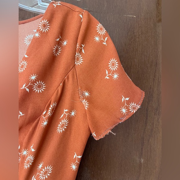 Cute orange sunflower button down sundress XS - Picture 4 of 5